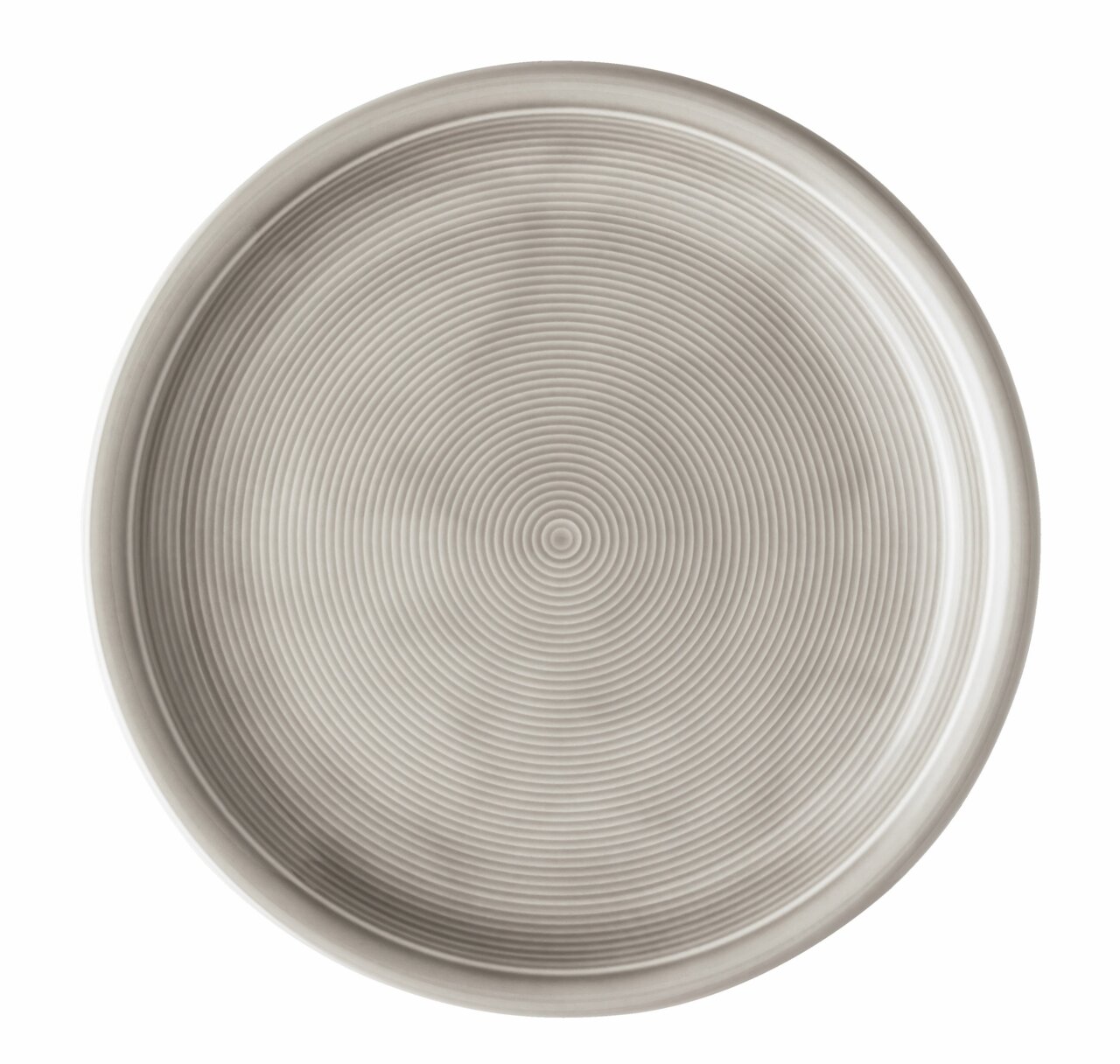 Frühstücksteller 20 cm Moon Grey, Draufsicht, mit feinen konzentrischen Kreisen im Design