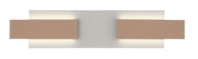 Moderne Wandleuchte mit zwei rechteckigen Leuchtelementen in Beige, frontal betrachtet.