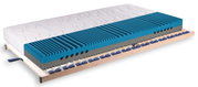 Matratzen-Rahmen-Set H2/H3 OCEAN BLUE in seitlicher Perspektive, zeigt die Schichten der Matratze und den Lattenrost.