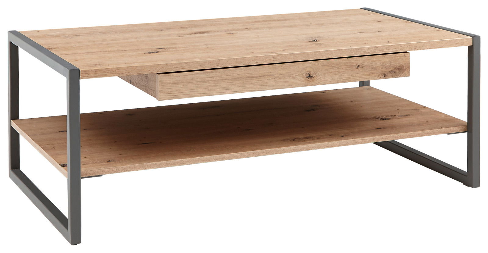 Hom´in Couchtisch FLASH Moderner Couchtisch aus Holz mit Metallrahmen, seitliche Perspektive