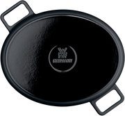 Ovale schwarze Bratpfanne von WMF mit zwei Griffen, Draufsicht