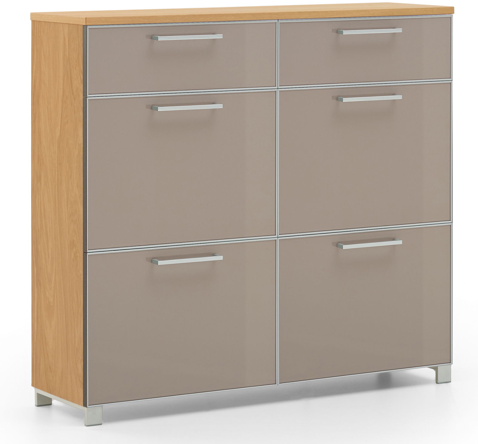 VOSS Schuhschrank SANTINA Moderner Schuhschrank mit sechs Fächern, Holzoptik an den Seiten, Frontansicht