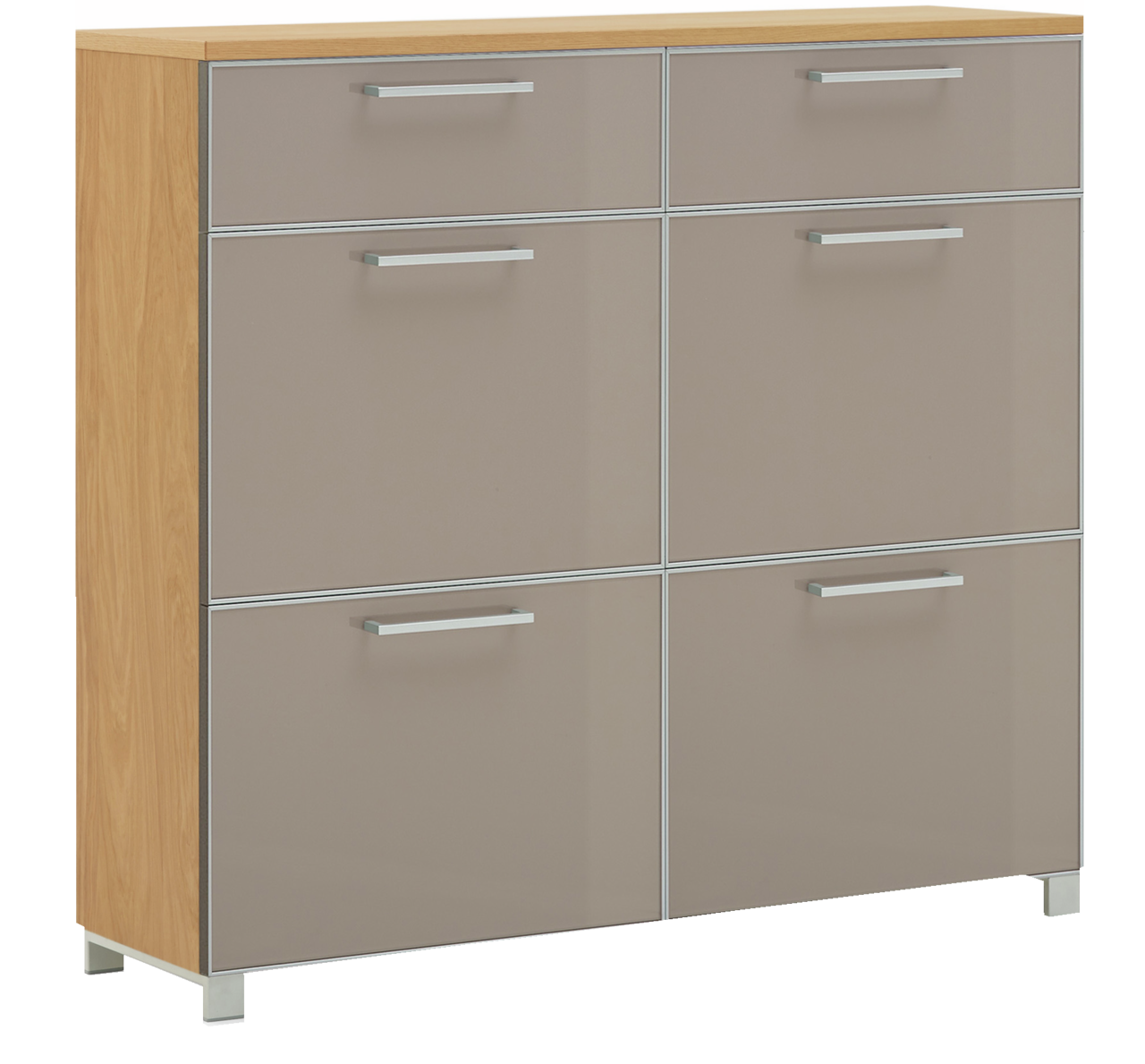 VOSS Schuhschrank SANTINA Moderner Schuhschrank mit sechs Fächern, Holzoptik an den Seiten, Frontansicht