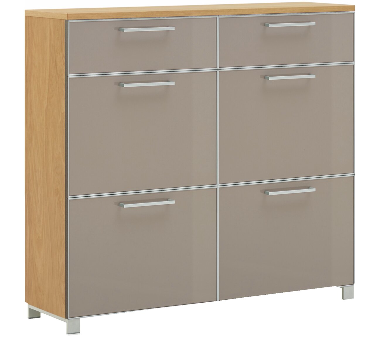 VOSS Schuhschrank SANTINA Moderner Schuhschrank mit sechs Fächern, Holzoptik an den Seiten, Frontansicht