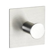 Edelstahl Wandhaken mit quadratischer Basis und zylindrischem Haken, seitliche Perspektive