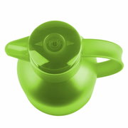 Hellgrüne Isolierkanne SAMBA von oben mit Griff und Deckel sichtbar