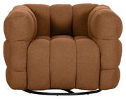 Gemütlicher brauner Drehsessel mit weicher Polsterung, Vorderansicht
