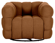 Gemütlicher brauner Drehsessel mit weicher Polsterung, Vorderansicht
