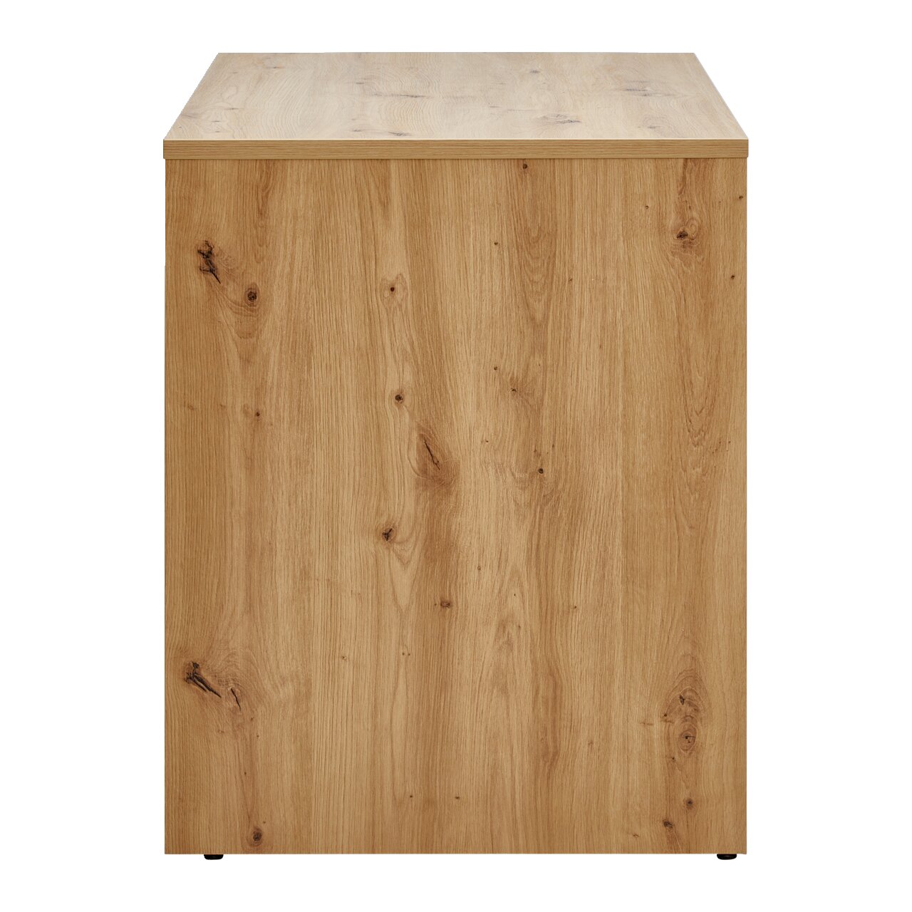 Schreibtisch aus Holz in Frontansicht mit natürlicher Holzmaserung