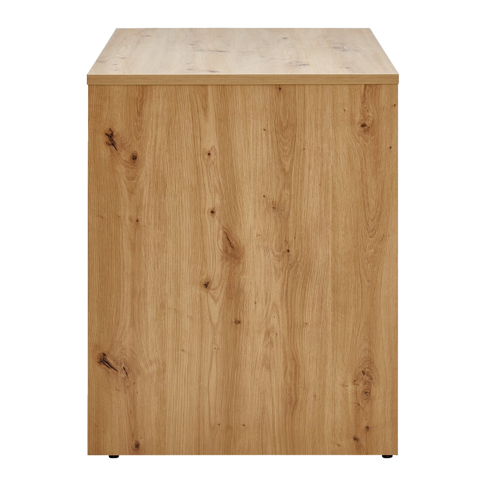 Schreibtisch aus Holz in Frontansicht mit natürlicher Holzmaserung