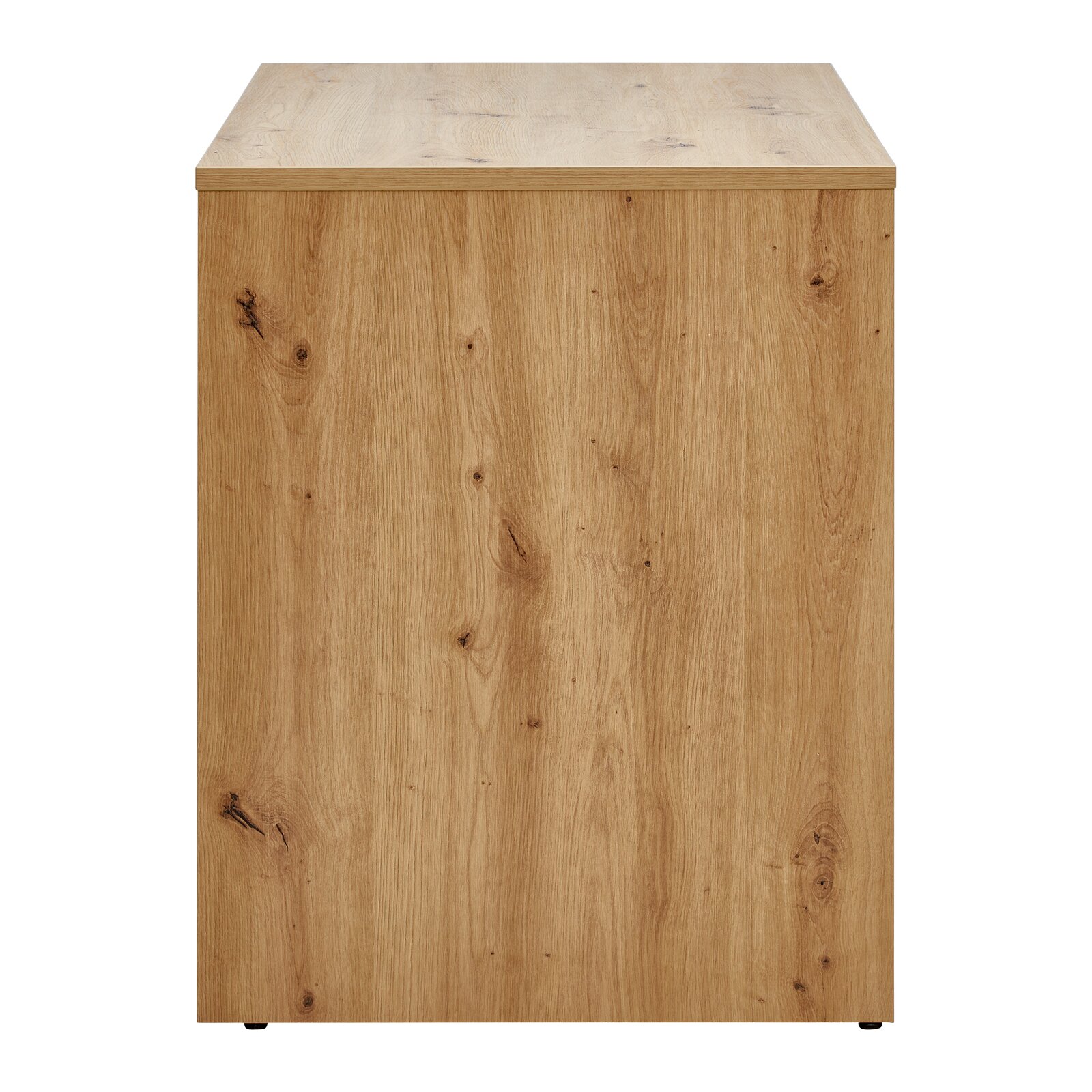 Schreibtisch aus Holz in Frontansicht mit natürlicher Holzmaserung