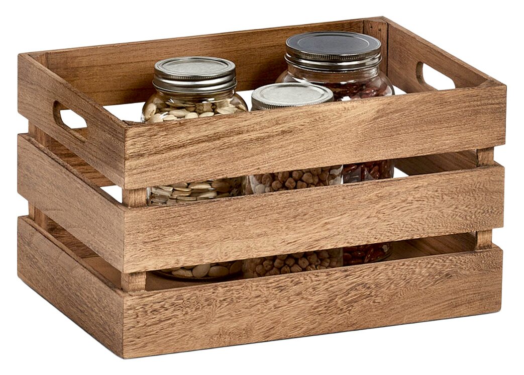 Zeller Present Aufbewahrungskiste VINTAGE Holz-Aufbewahrungskiste mit zwei Gläsern, seitliche Perspektive