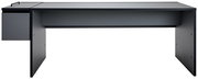Moderner Gamingtisch in dunklem Design mit seitlichem Stauraum, Frontalansicht