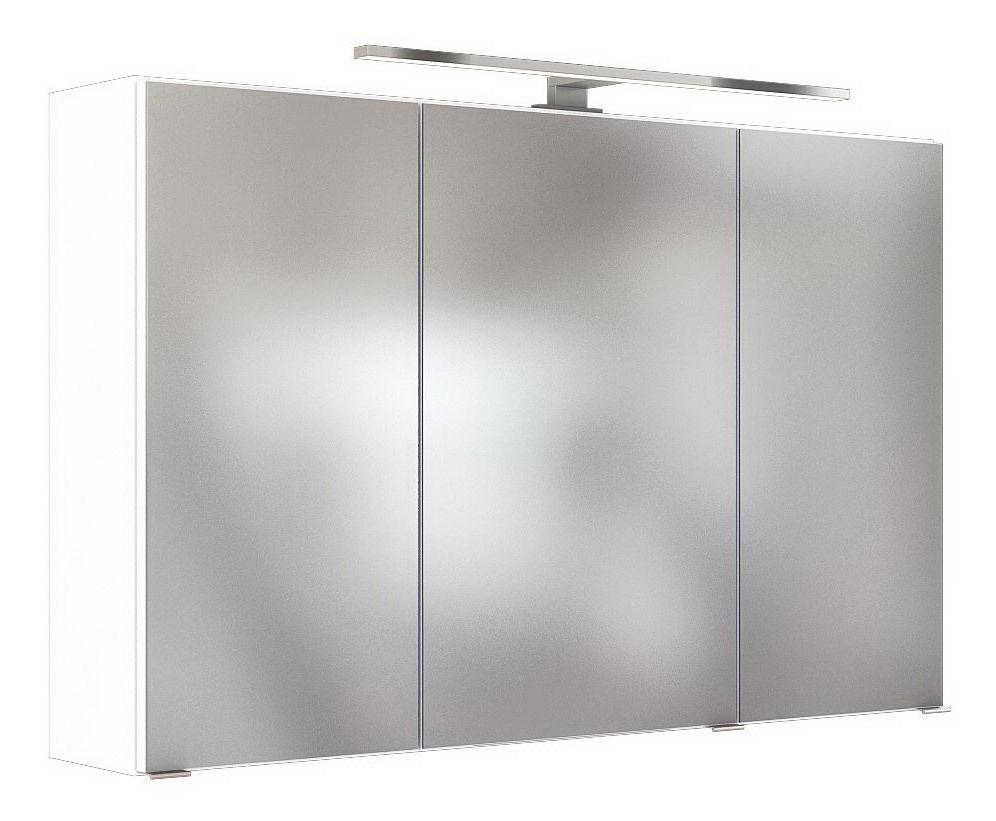 XORA Spiegelschrank PIENZA Moderner Spiegelschrank mit drei Türen und integrierter Beleuchtung, seitliche Perspektive