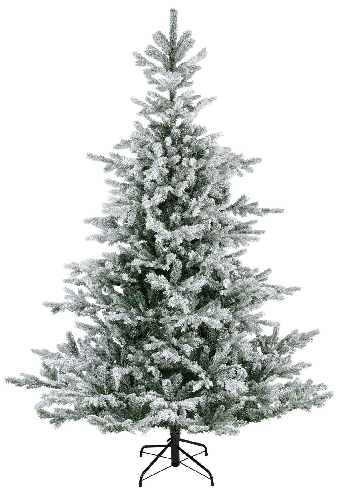 Künstlicher Weihnachtsbaum mit Schnee-Effekt, Höhe 180 cm, Durchmesser 132 cm, frontal fotografiert
