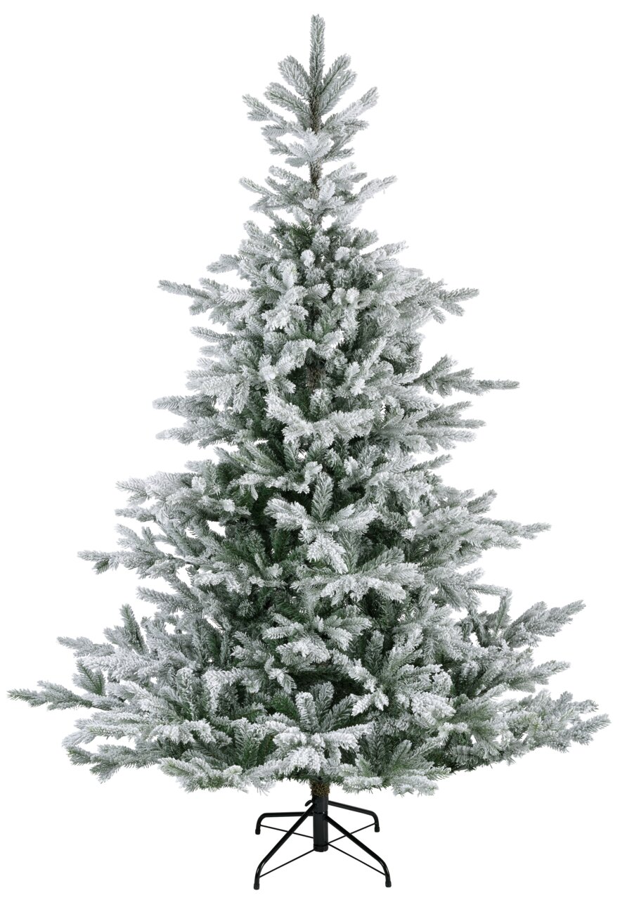 Everlands Künstlicher Weihnachtsbaum Grandis Fir beschneit 180cm Künstlicher Weihnachtsbaum mit Schnee-Effekt, Höhe 180 cm, Durchmesser 132 cm, frontal fotografiert