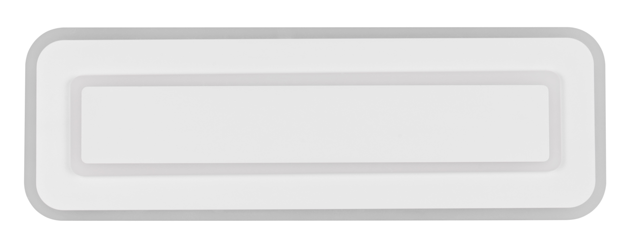 Rechteckige LED-Deckenleuchte in Weiß, Ansicht von unten