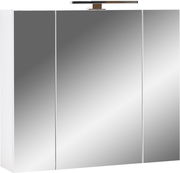 Moderner Spiegelschrank mit drei Türen und integrierter Beleuchtung, Frontalansicht