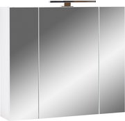 Moderner Spiegelschrank mit drei Türen und integrierter Beleuchtung, Frontalansicht