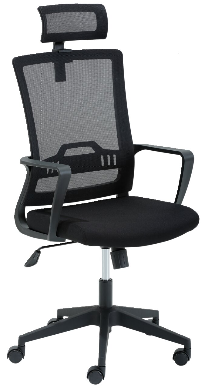 Venda Drehstuhl MYSTUDIO Moderner Drehstuhl mit Netzrückenlehne und Kopfstütze, seitliche Ansicht