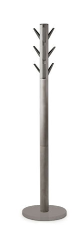 Moderner Garderobenständer aus Metall mit mehreren Haken, frontal abgebildet.