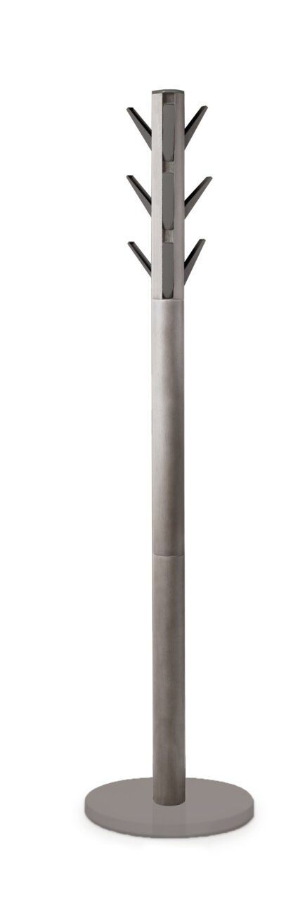Moderner Garderobenständer aus Metall mit mehreren Haken, frontal abgebildet.