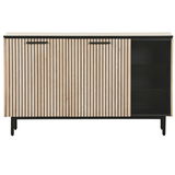 Modernes Sideboard mit Holzlamellen-Design, frontal betrachtet