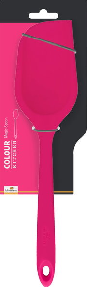 Pinkfarbener MagicSpoon von Birkmann, Vorderansicht auf Verpackung.