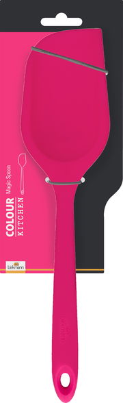 Pinkfarbener MagicSpoon von Birkmann, Vorderansicht auf Verpackung.