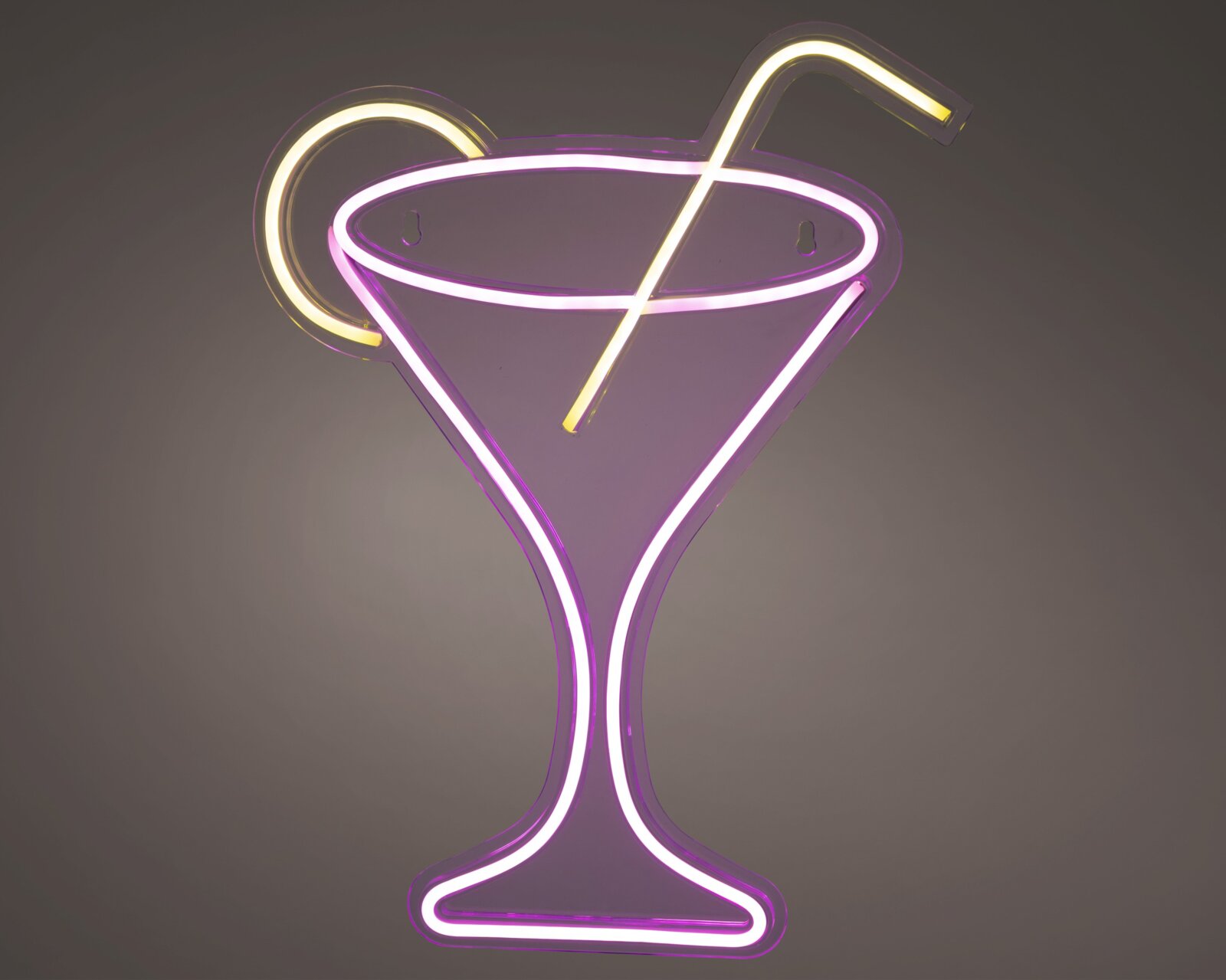 Lumineo LED-neon USB voor binnen BELEUCHTUNG26 LED-neonlamp in de vorm van een cocktailglas met rietje en schijfje citroen, zijaanzicht