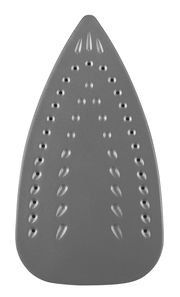 Bügeleisensohle des Dampfbügeleisens Virtuo, Ansicht von unten mit Dampfaustrittsöffnungen.