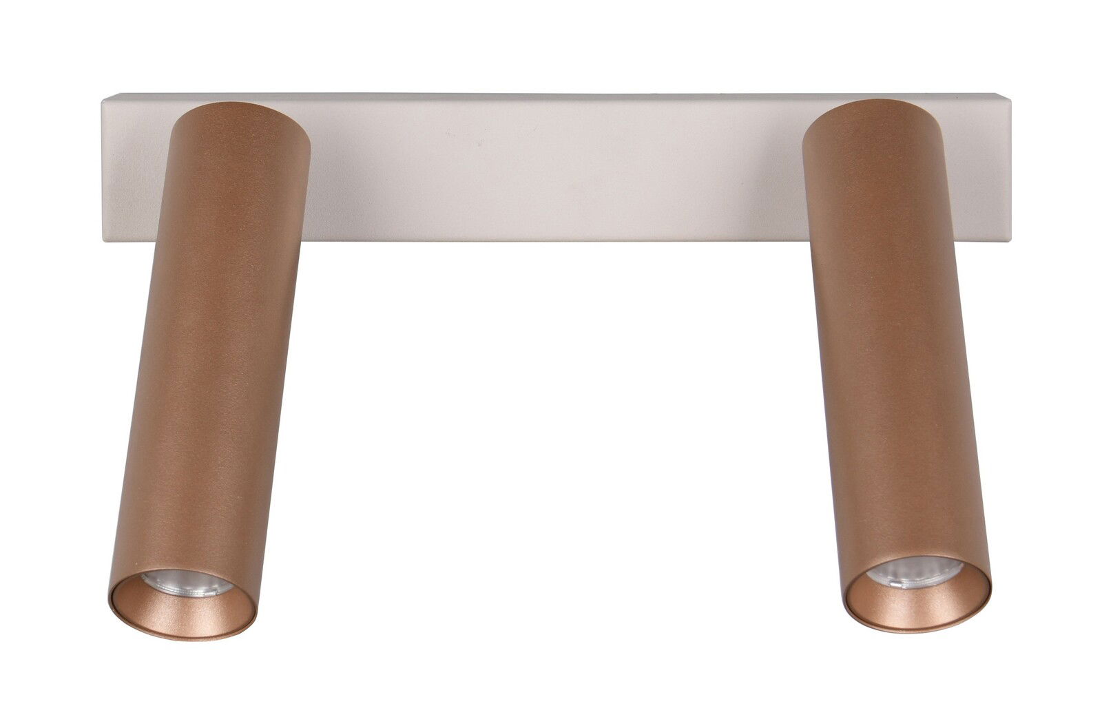 Zweiflammiger Strahler in Kupferoptik, Ansicht von vorne