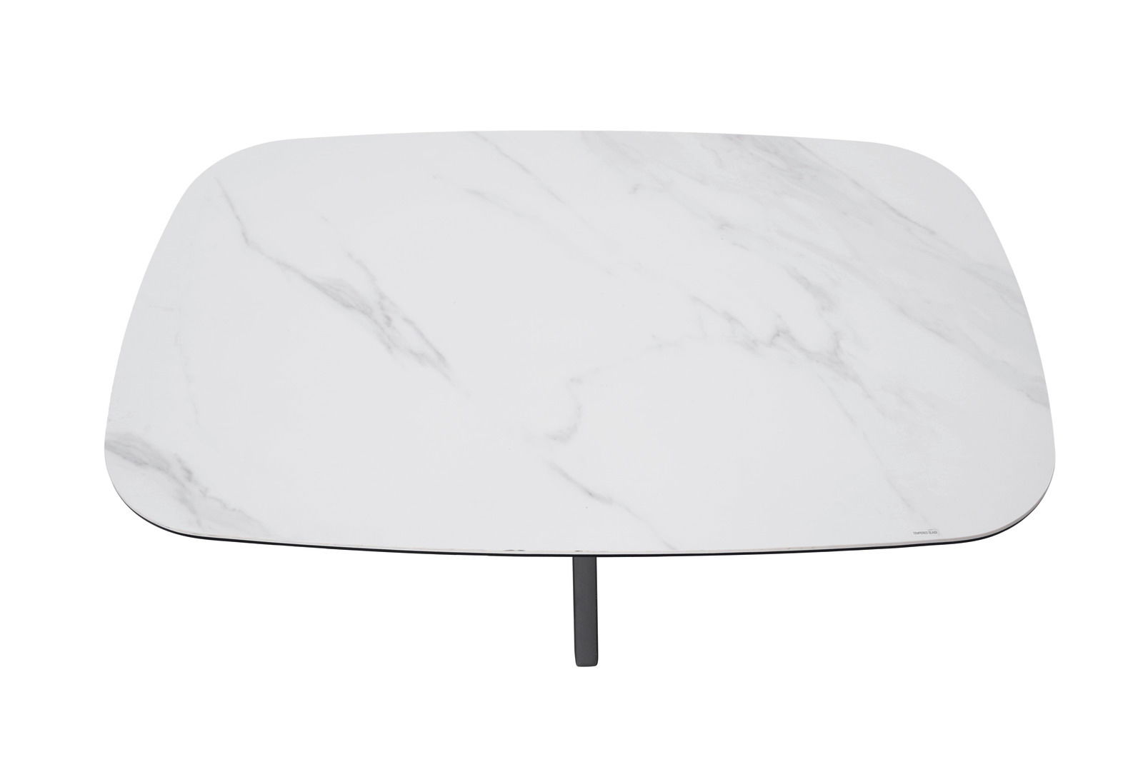 Moderner Couchtisch mit weißer Marmoroptik, Draufsicht