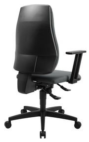 Bürostuhl von hinten mit verstellbaren Armlehnen und Rollen