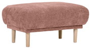 Rosa Hocker mit Holzbeinen, seitliche Perspektive