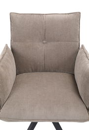 Beiger Armlehnstuhl aus Cordstoff, Vorderansicht