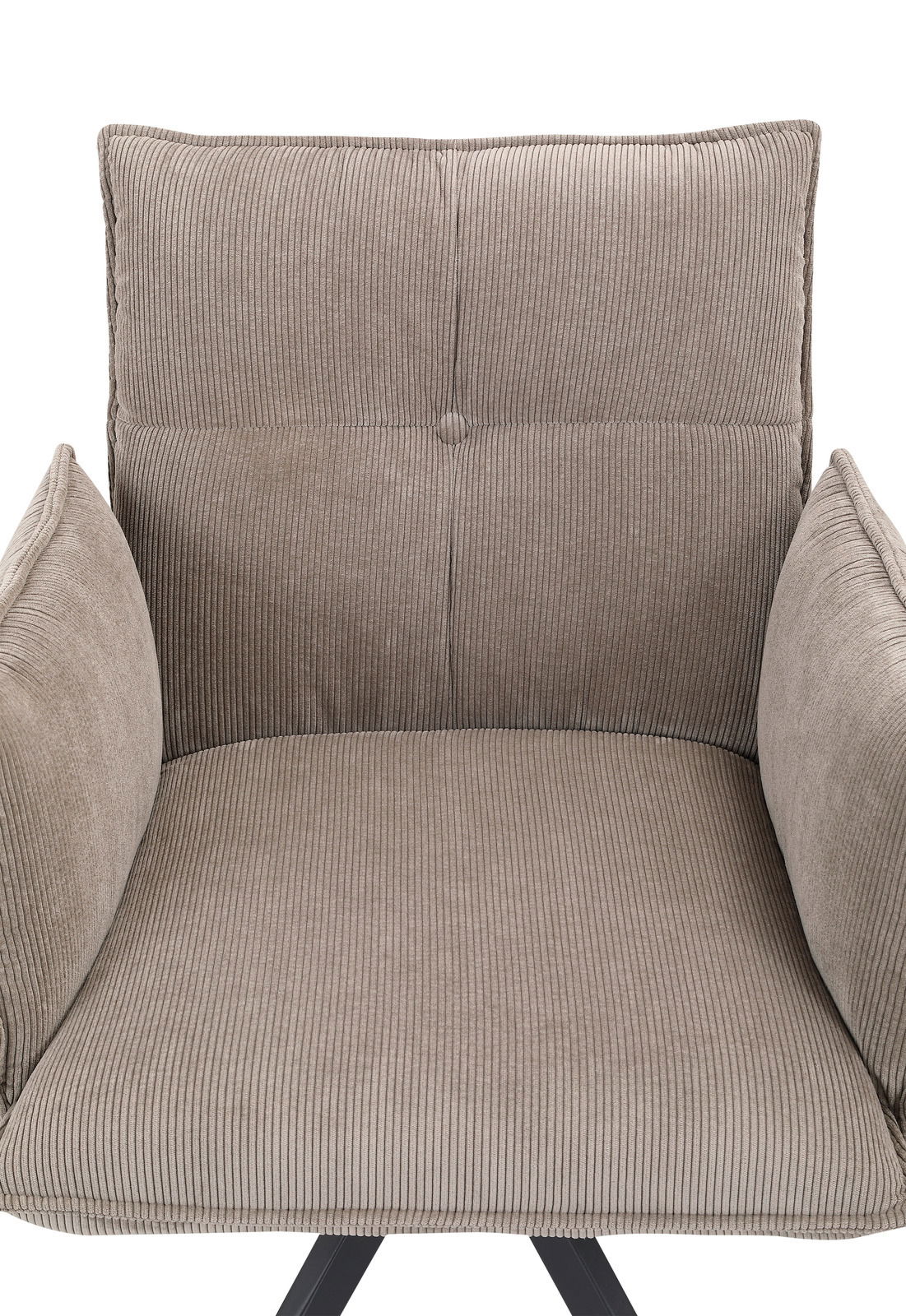 Beiger Armlehnstuhl aus Cordstoff, Vorderansicht