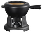 Schwarzes Fondue-Set mit mattem Finish, seitliche Perspektive