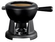 Schwarzes Fondue-Set mit mattem Finish, seitliche Perspektive