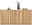 Frontale Ansicht eines modernen Sideboards aus Holz mit vertikalen Streifen, dekoriert mit einer Vase, einer Schale und einem Kerzenhalter.