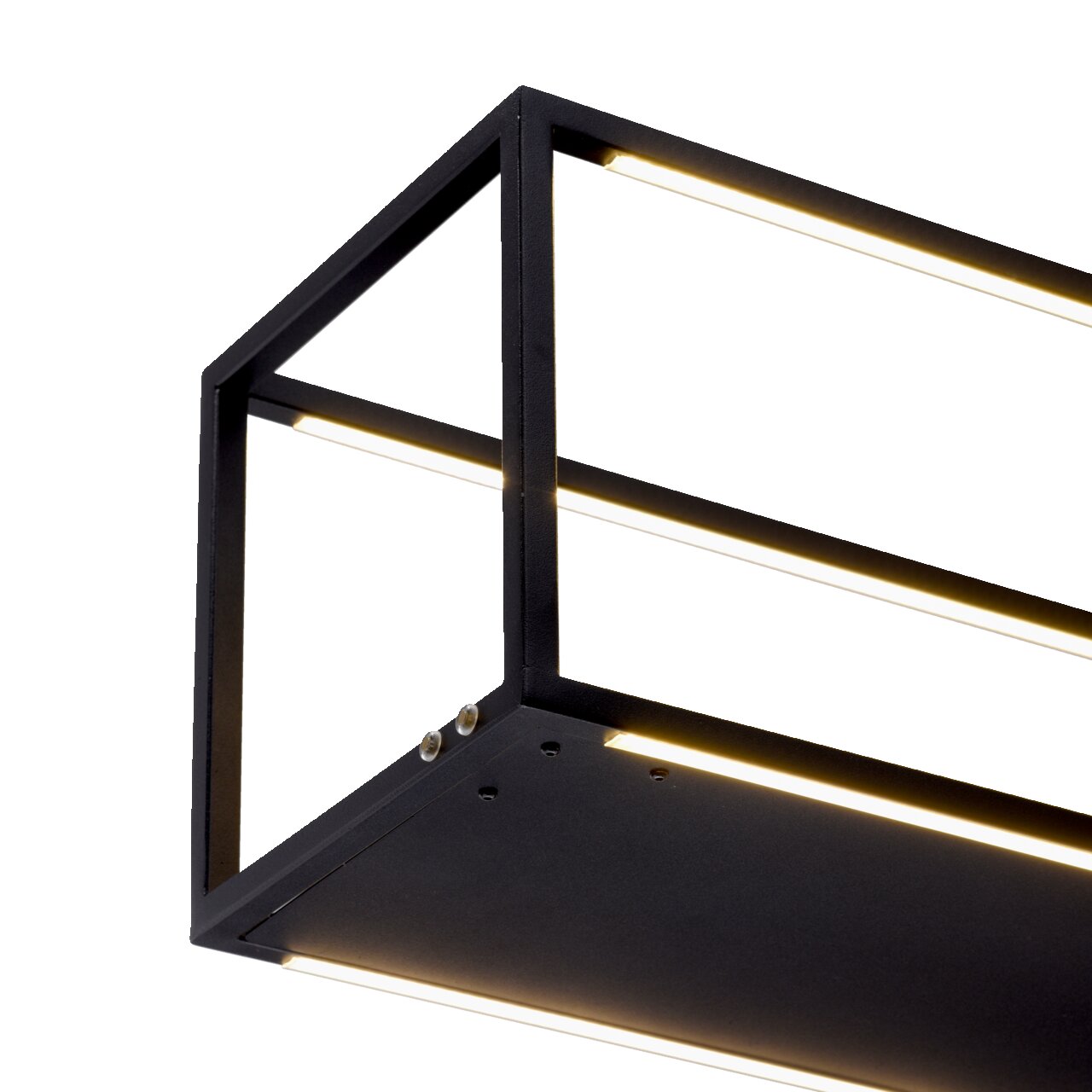 Moderne schwarze Pendelleuchte CONTURA von Paul Neuhaus in rechteckiger Form, seitliche Perspektive