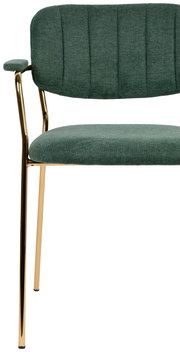 Grüner Armlehnenstuhl mit goldenen Beinen, Vorderansicht
