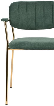 Grüner Armlehnenstuhl mit goldenen Beinen, Vorderansicht