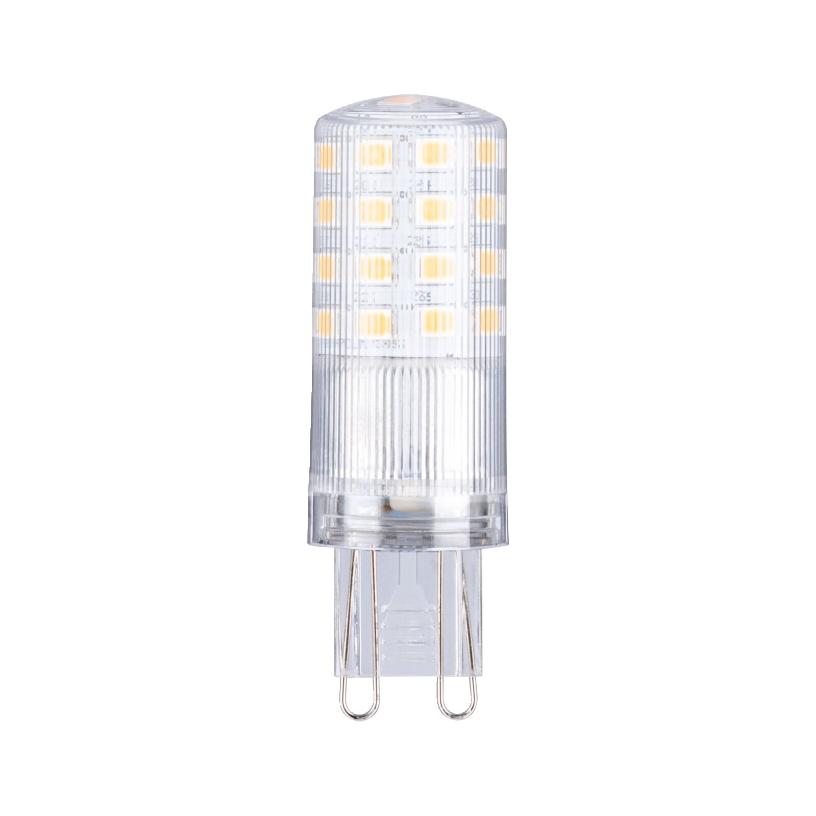 LED Leuchtmittel mit G9-Sockel, frontal abgebildet