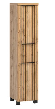 Midischrank 30 cm in Holzoptik mit schwarzen Akzenten, Frontalansicht