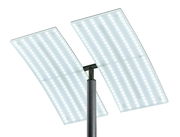 Moderne Stehleuchte ANDY mit zwei rechteckigen LED-Panels, Ansicht von unten.