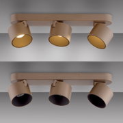 LED-Spot mit drei verstellbaren Leuchten in moderner, minimalistischer Ausführung, seitliche Perspektive