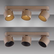 LED-Spot mit drei verstellbaren Leuchten in moderner, minimalistischer Ausführung, seitliche Perspektive