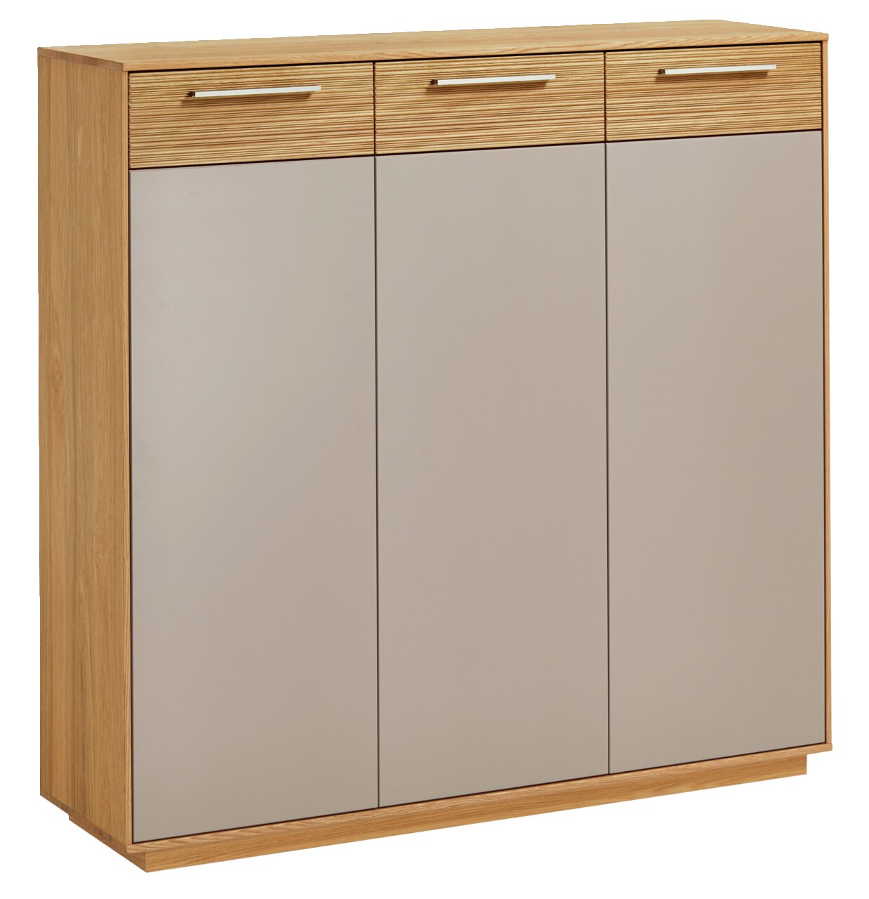 VOSS XL-Schuhkommode LOVENO XL-Schuhkommode aus Holz mit drei Schubladen und drei Türen, frontal fotografiert