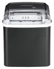 Schwarzer Eiswürfelbereiter mit transparentem Deckel, Vorderansicht